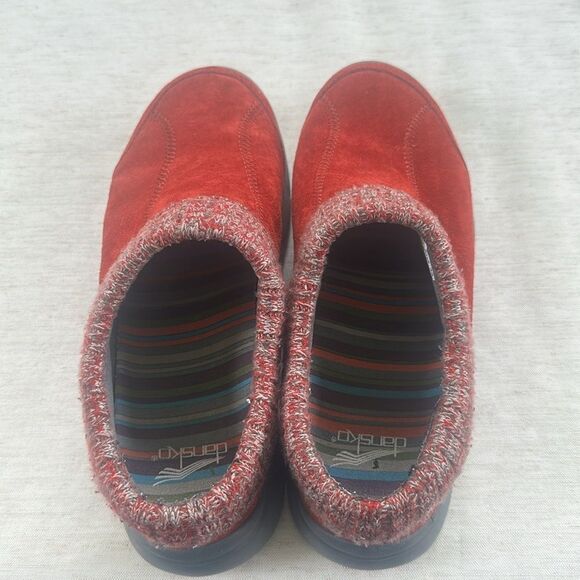Dansko Eartha Red Suede Slip on Mule Shoes 38-7 - Picture 4 of 8